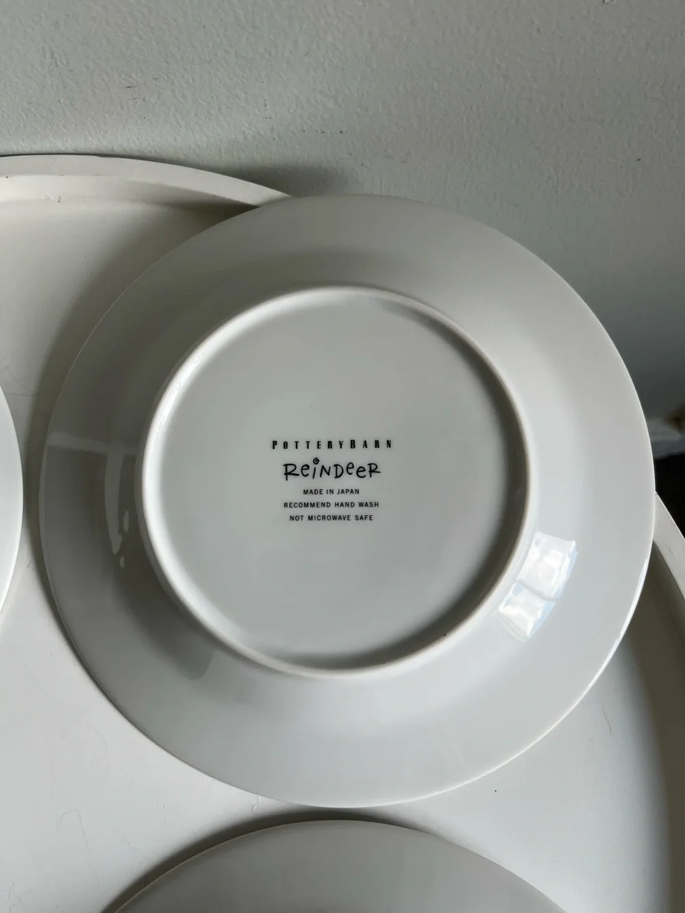 Lot of 4 Pottery Barn Christmas Reindeer Salad Plates Vintage